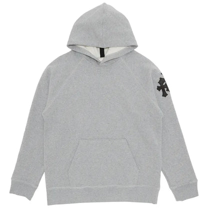 Chrome Hearts Paper Jam Leather Triple Cross Hoodie Heather Grey