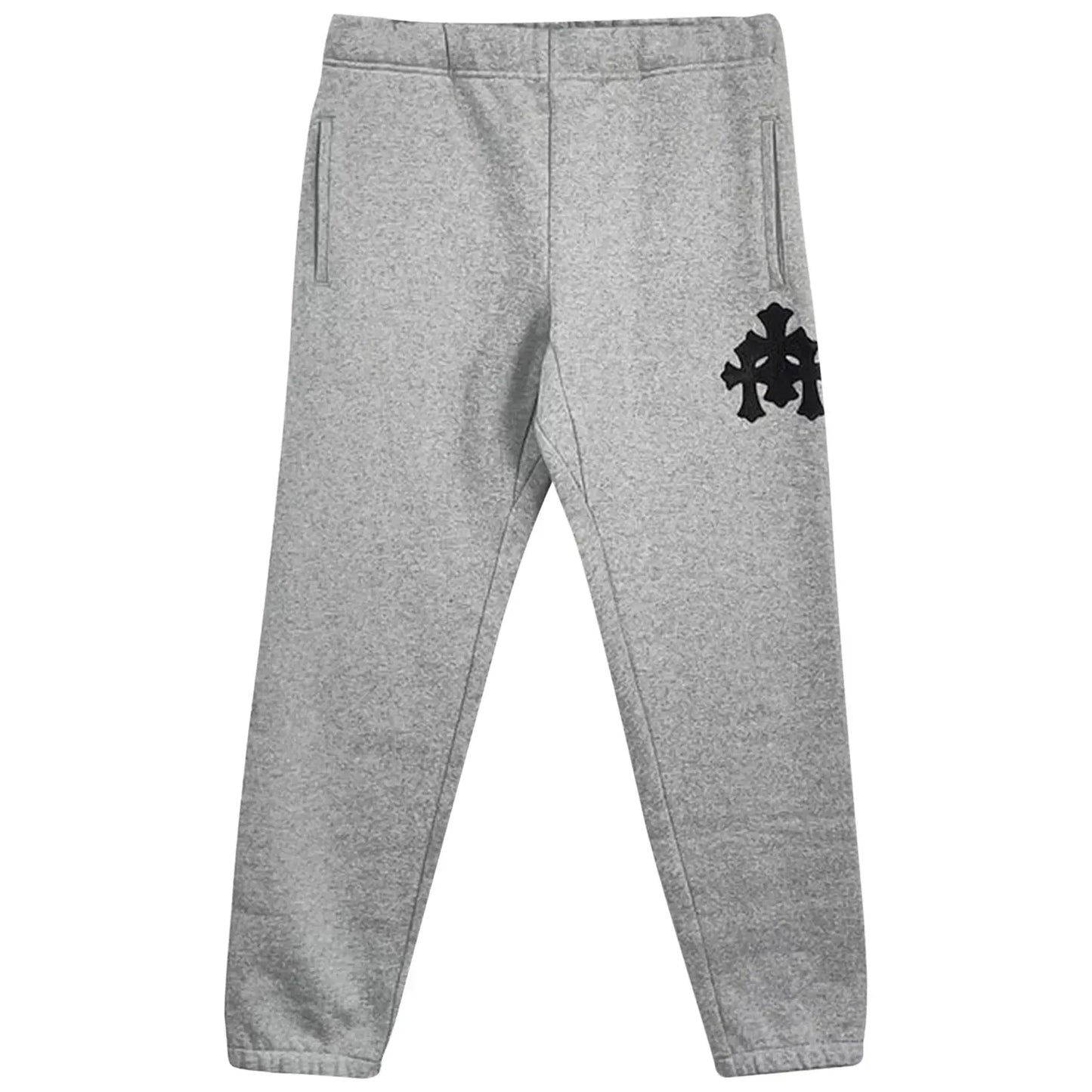 Chrome Hearts Paper Jam Leather Triple Cross Sweatpants Heather Grey