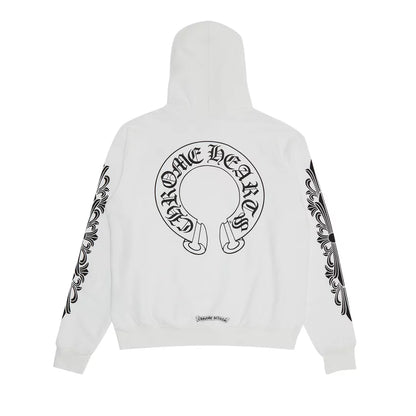 Chrome Hearts Horseshoe Floral Hoodie White