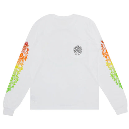 Chrome Hearts Floral Sleeve Gradient L/S T-Shirt White
