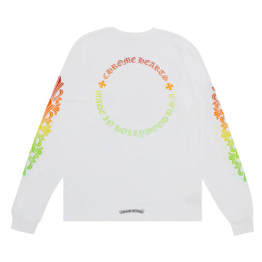 Chrome Hearts Floral Sleeve Gradient L/S T-Shirt White