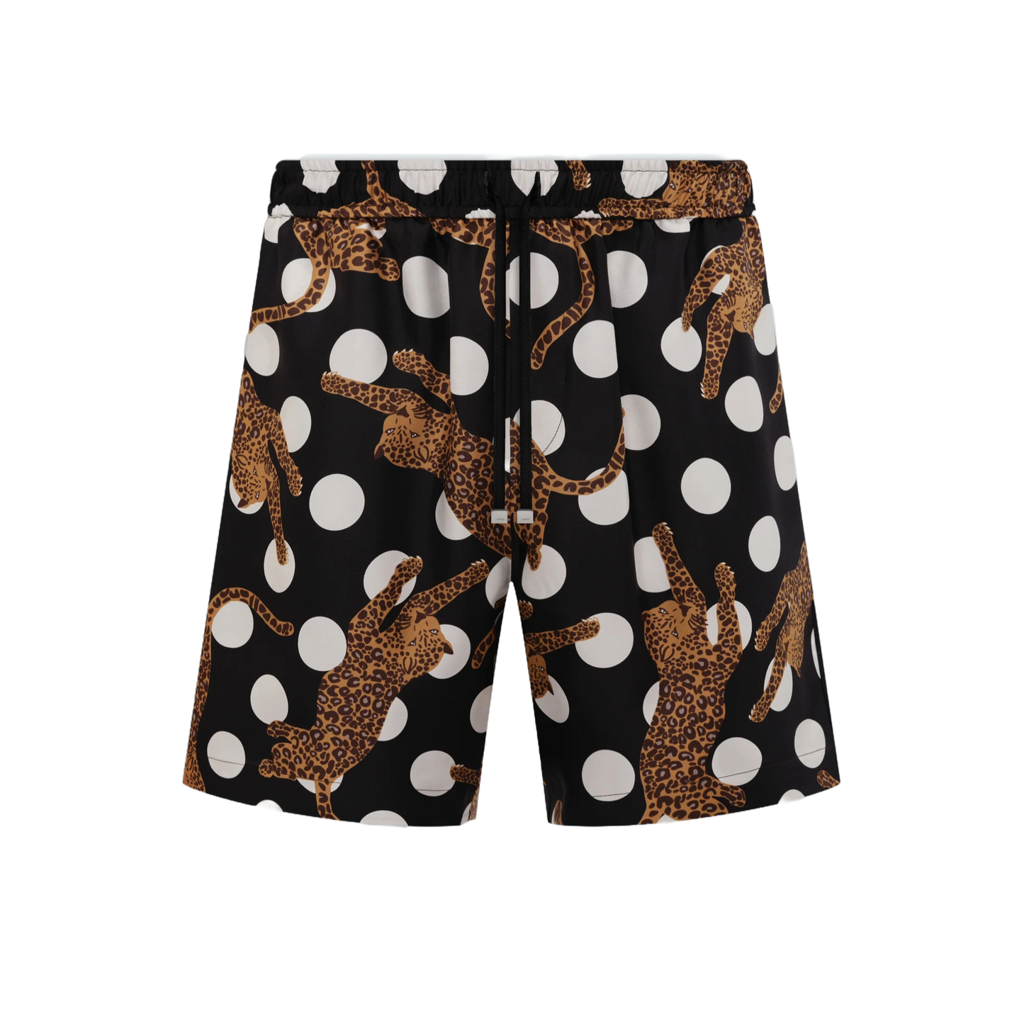 Amiri Leopard Polka Dots Silk Short Black