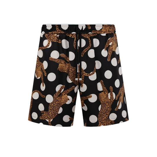 Amiri Leopard Polka Dots Silk Short Black