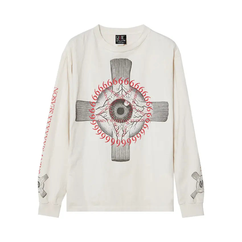 Saint Michael Eyeball Long-Sleeve Tee White