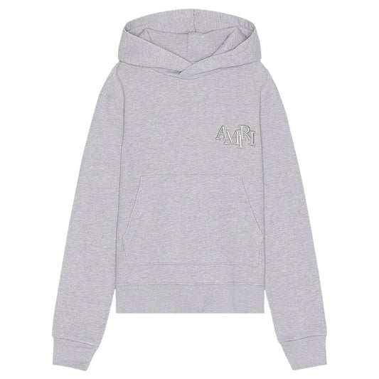 Amiri Staggered Hoodie Heather Grey