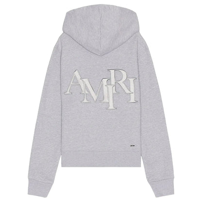 Amiri Staggered Hoodie Heather Grey