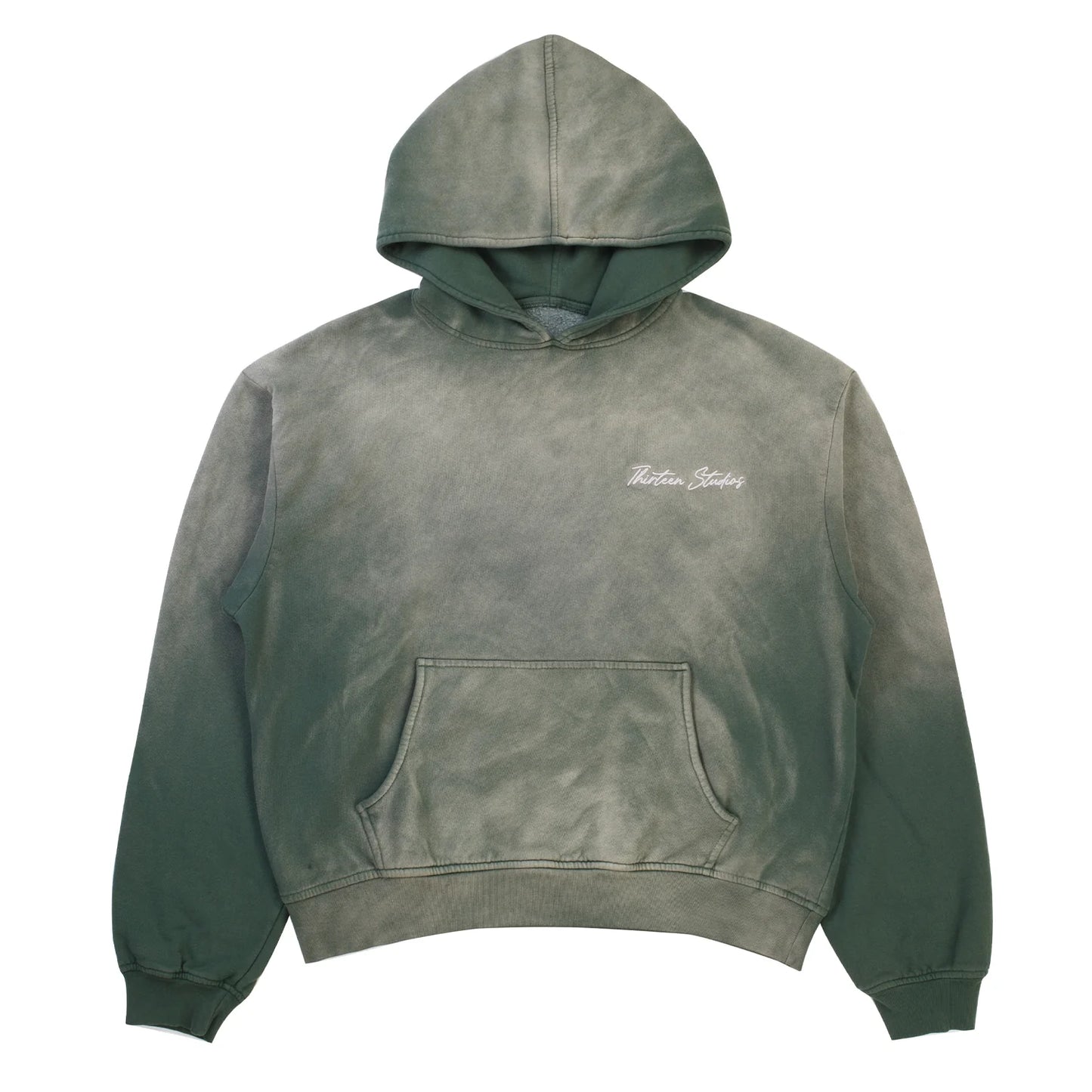 Thirteen Studios Embroidered Logo Hoodie Faded Green