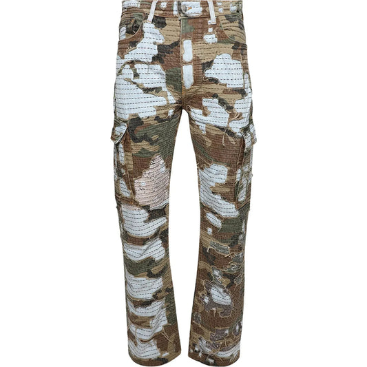 Amiri Camo Boro Repair Straight Jean Perfect Indigo