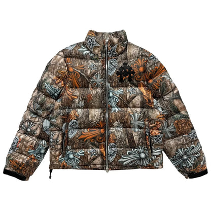 Chrome Hearts x Nike x NOCTA Leather Cross Patch Multi Logo Puffer Jacket Camo