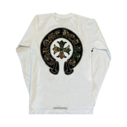 Chrome Hearts Triple Cross Horseshoe L/S T-Shirt White/Camo