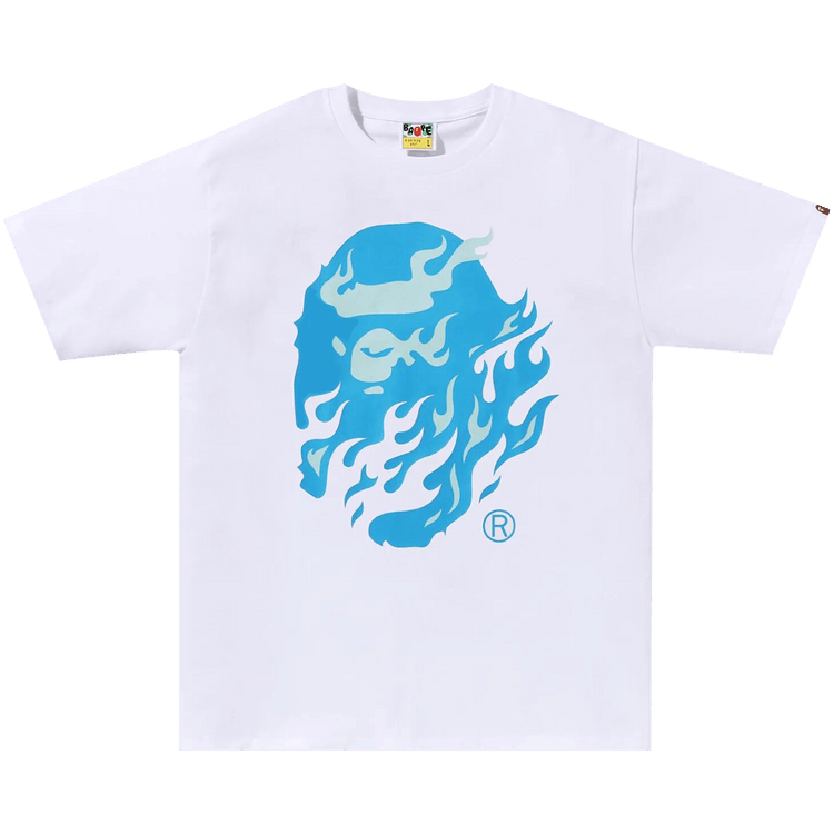 BAPE Flame Ape Head Tee White/Blue