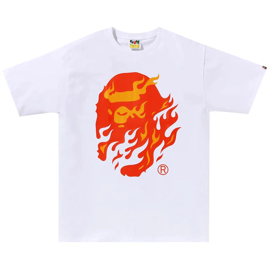 BAPE Flame Ape Head Tee White/Red