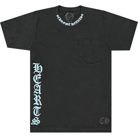 Chrome Hearts Neck Script Logo T-Shirt Black/Light Blue