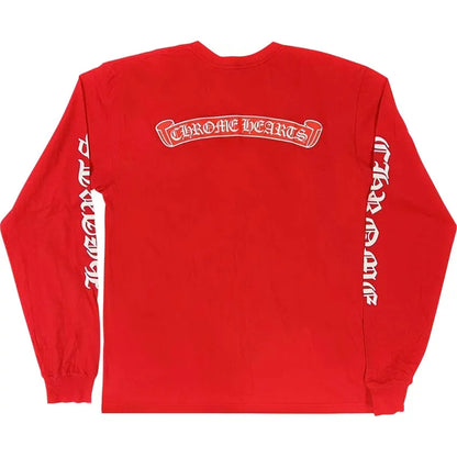 Chrome Hearts Horseshoe Scroll L/S T-Shirt Red