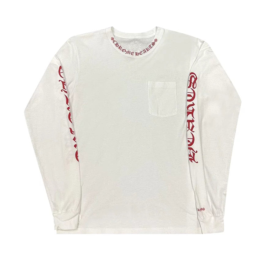 Chrome Hearts Miami Exclusive Neck Logo L/S T-Shirt White/Red