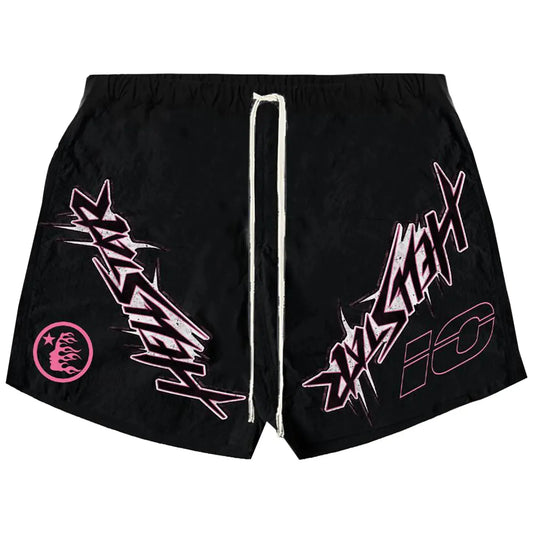 Hellstar Waxed Nylon Athletic Shorts Black