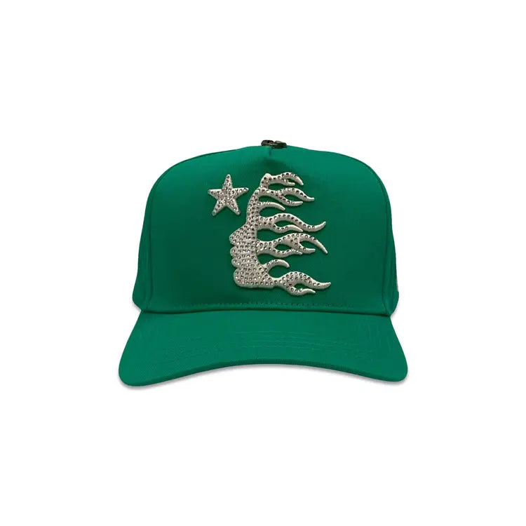 Hellstar OG Logo Rhinestone Snapback Hat Green