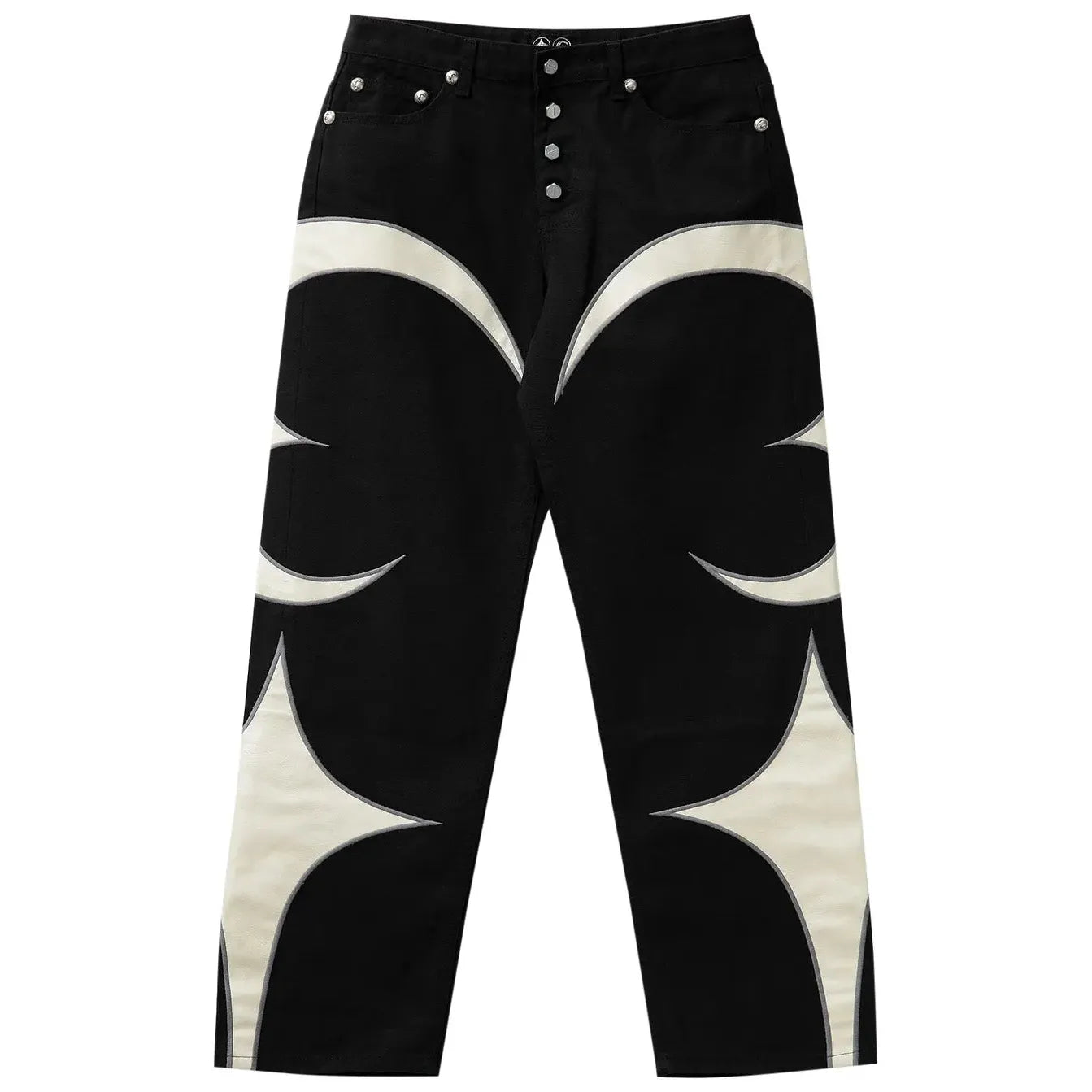 Thug Club Leather Washing Jeans Black/White