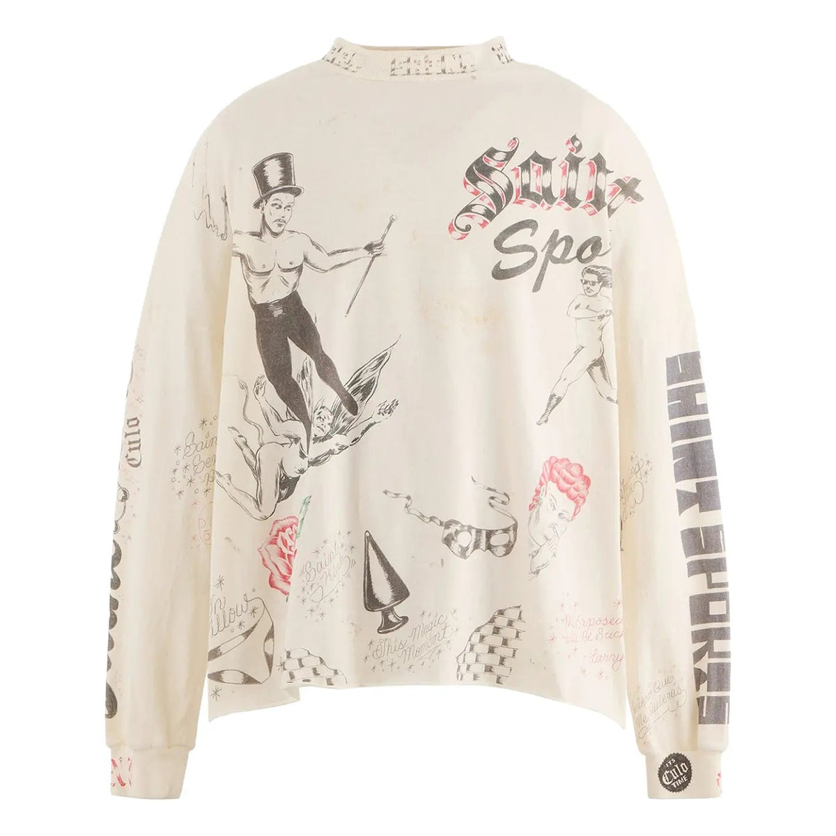SAINT Michael Drawing L/S T-Shirt White