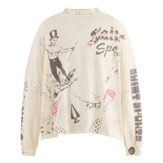 SAINT Michael Drawing L/S T-Shirt White