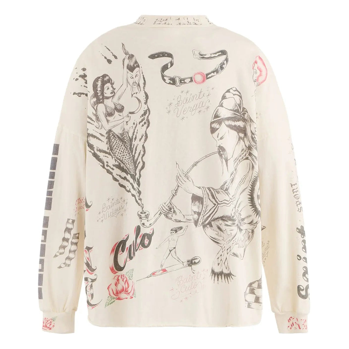 SAINT Michael Drawing L/S T-Shirt White