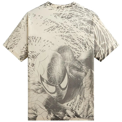 Kith x Marvel Spiderman All-Over Printed Vintage Tee Sandrift