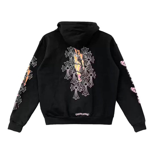 Chrome Hearts Deadly Doll Cross Scroll Logo Zip-Up Hoodie Black