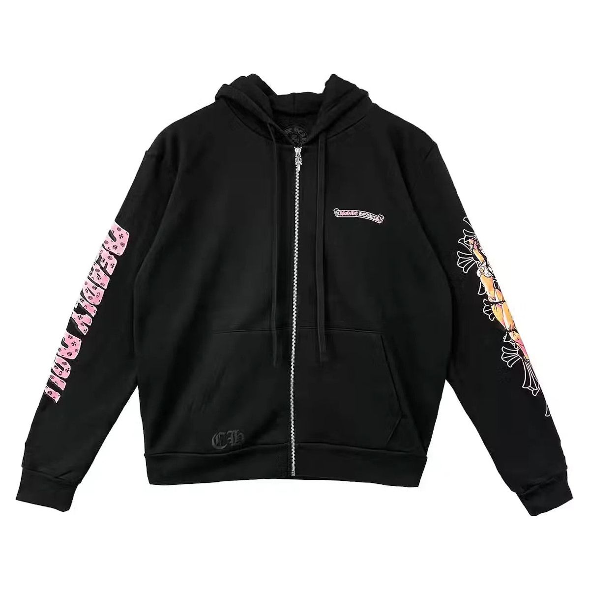 Chrome Hearts Deadly Doll Cross Scroll Logo Zip-Up Hoodie Black