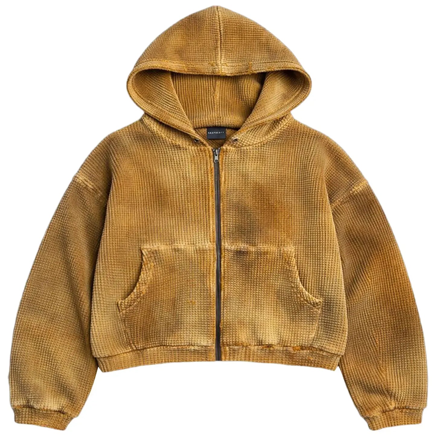 GV Gallery Raspberry Waffle Thermal Zip Up Mustard