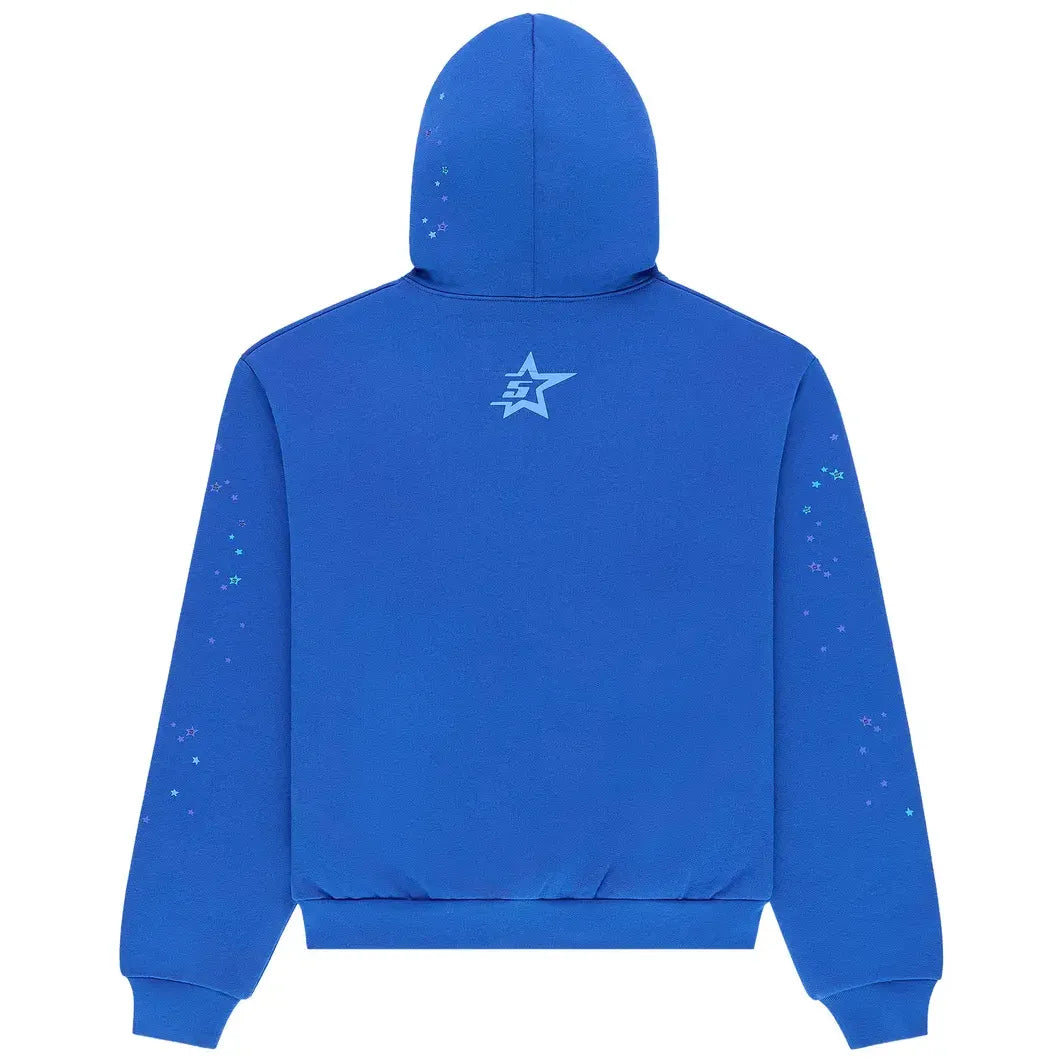 Sp5der Rhinestone Punk V2 Hoodie Blue