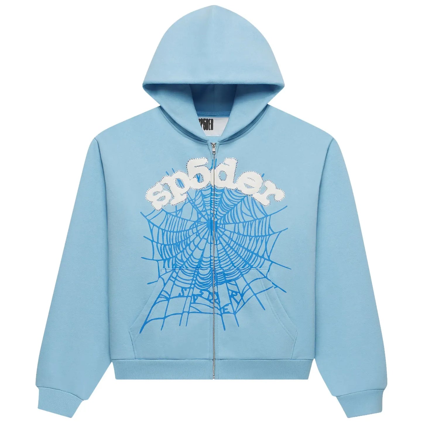 Sp5der OG Web Zip Up Hoodie Sky Blue