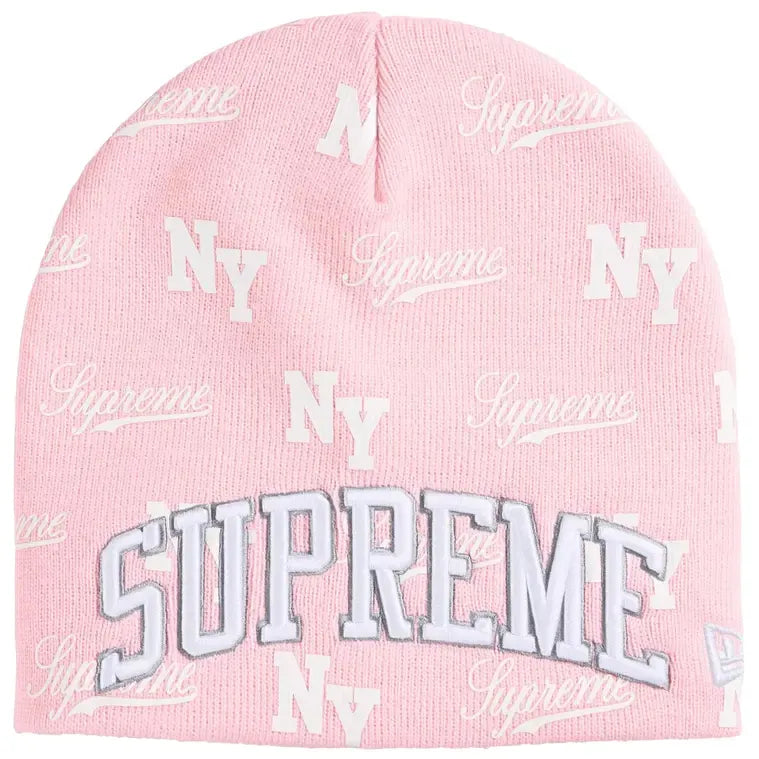 Supreme New Era® Monogram Beanie Pink