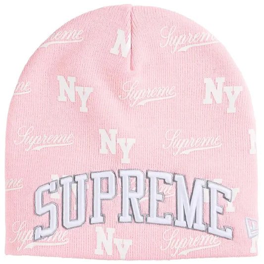 Supreme New Era® Monogram Beanie Pink