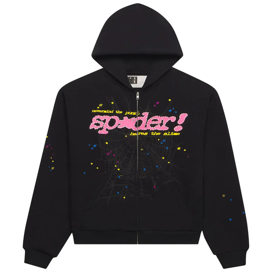 Sp5der Punk V2 Zip Up Black