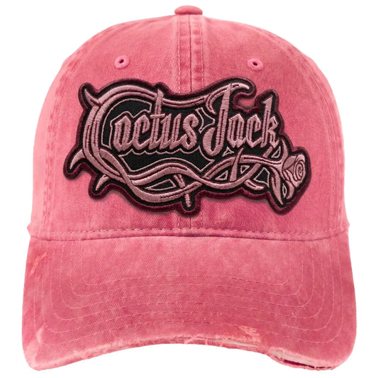 Travis Scott Cactus Jack Distressed Pink Patch Logo Hat Pink