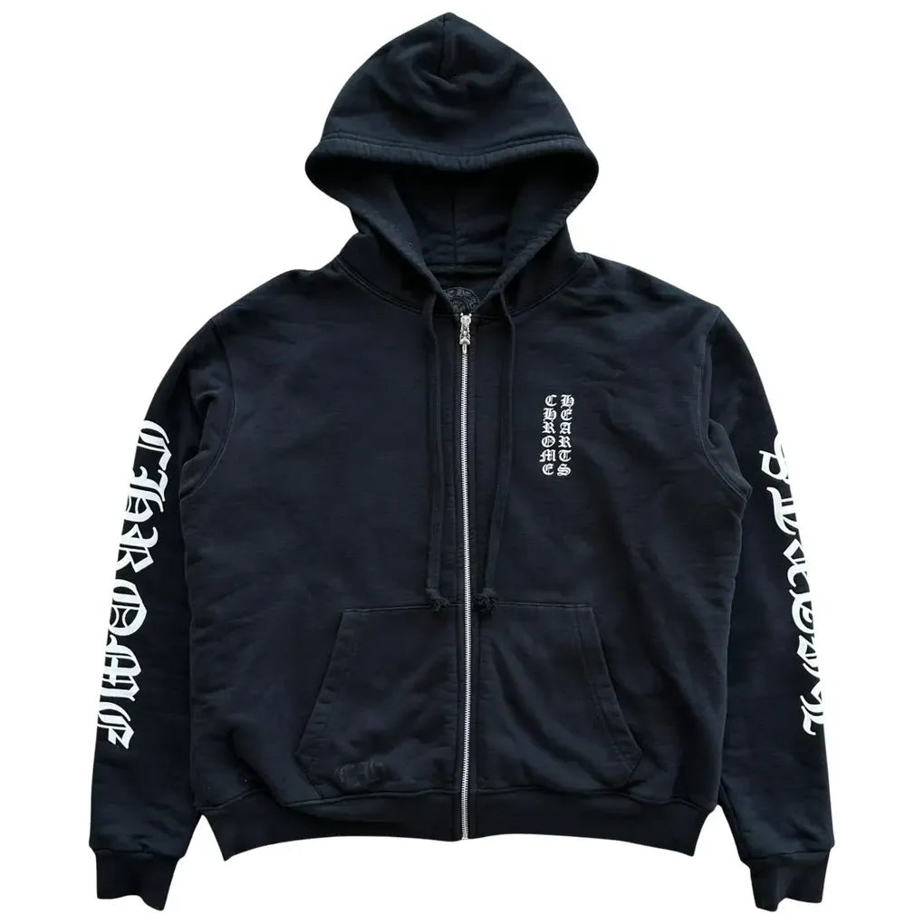 Chrome Hearts Vertical Logo Thermal Lined Zip Up Black