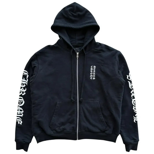 Chrome Hearts Vertical Logo Thermal Lined Zip Up Black