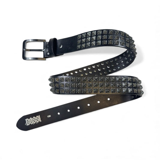 Bossi Rhinestone Punk Stud Belt Black/Gunmetal