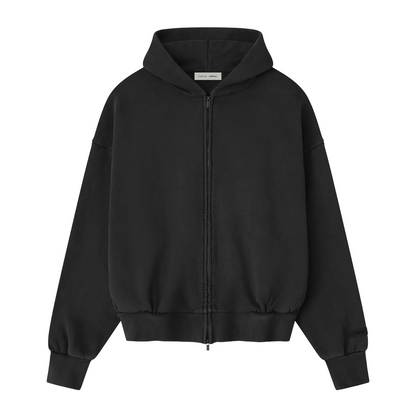 Fear of God Essentials Embroidered Classic Full Zip Hoodie Vintage Black