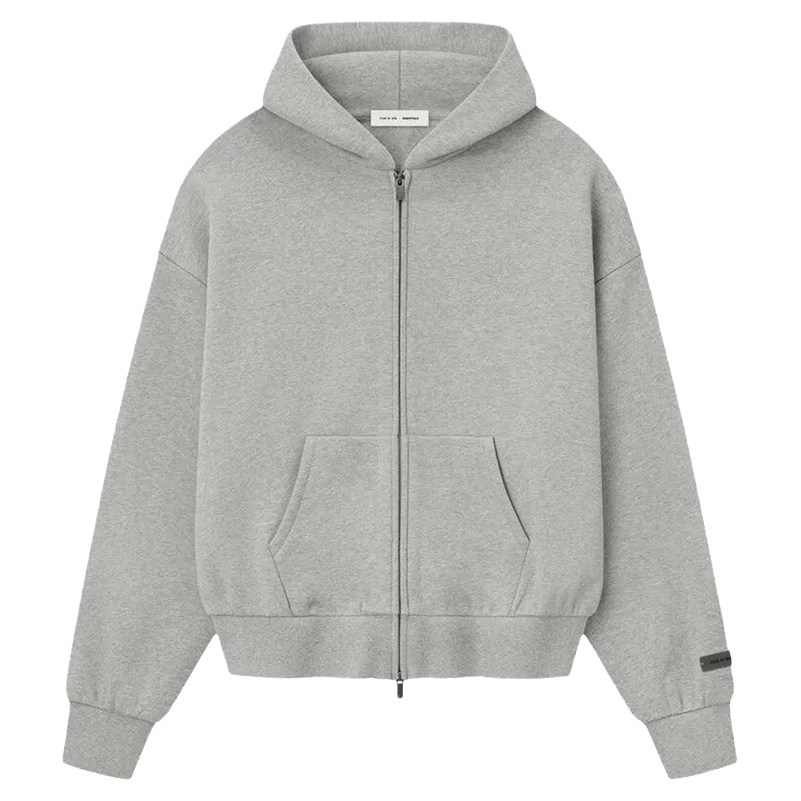 Fear of God Essentials Classic Fleece Zip-Up Hoodie Concrete Heather