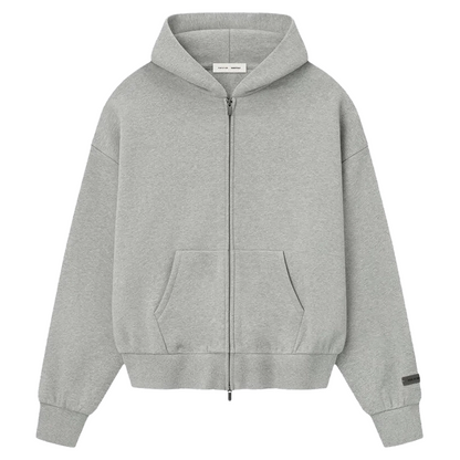 Fear of God Essentials Classic Fleece Zip-Up Hoodie Concrete Heather