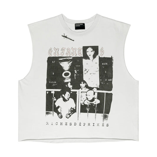 Enfants Riches Déprimés Endless Blockades Cut Off T-Shirt Faded White
