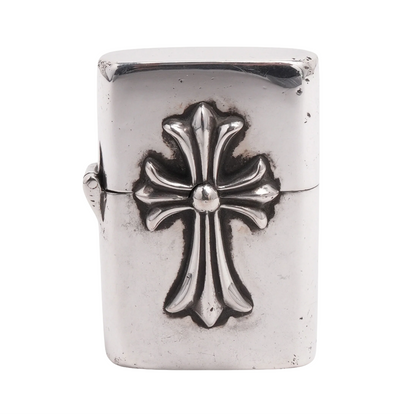 Chrome Hearts Silver Cemetery Cross Zippo Lighter Case