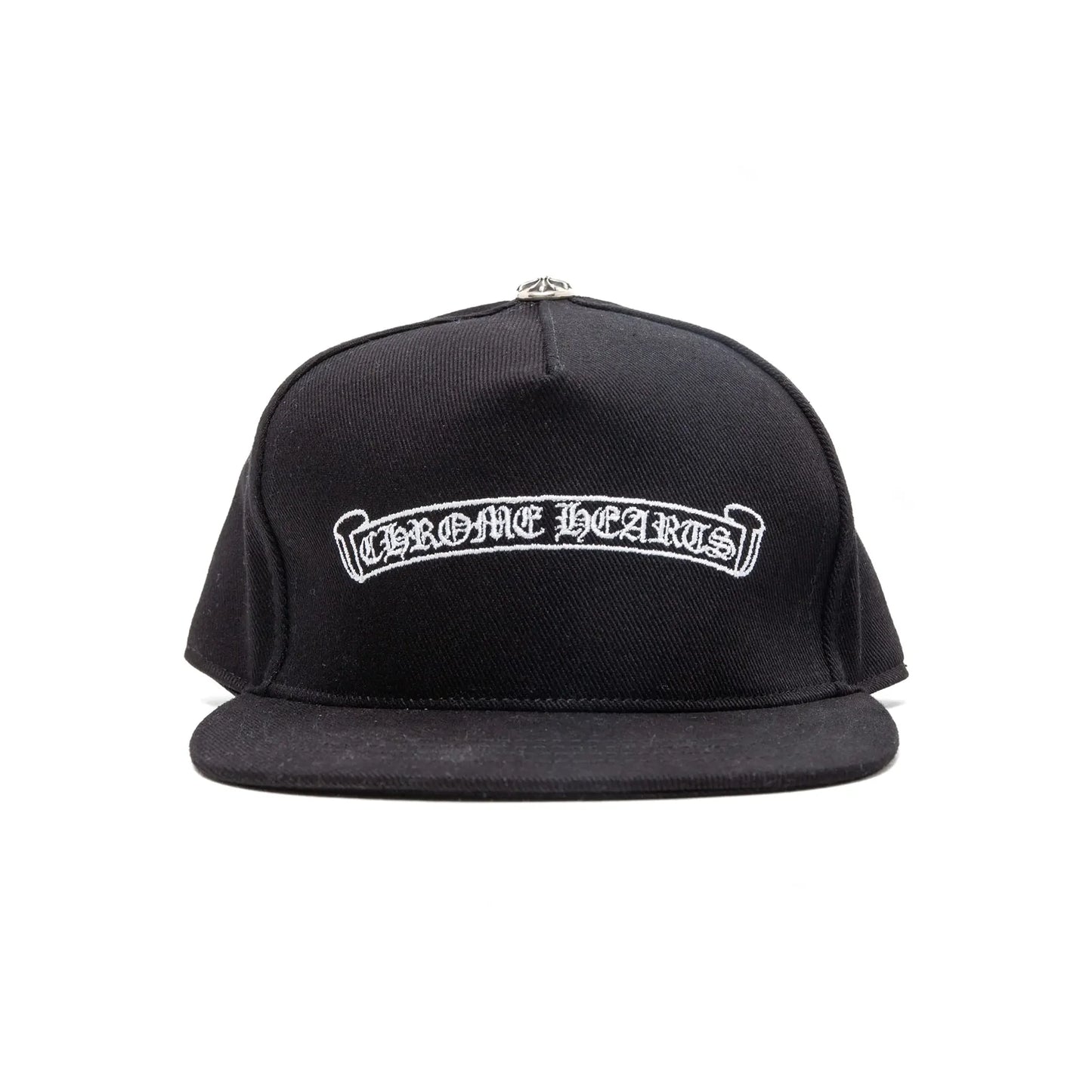 Chrome Hearts Embroidered Scroll Logo Baseball Hat Black White