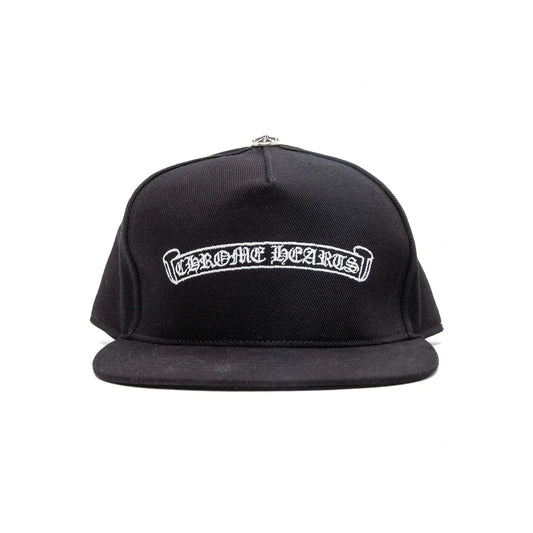 Chrome Hearts Embroidered Scroll Logo Baseball Hat Black White