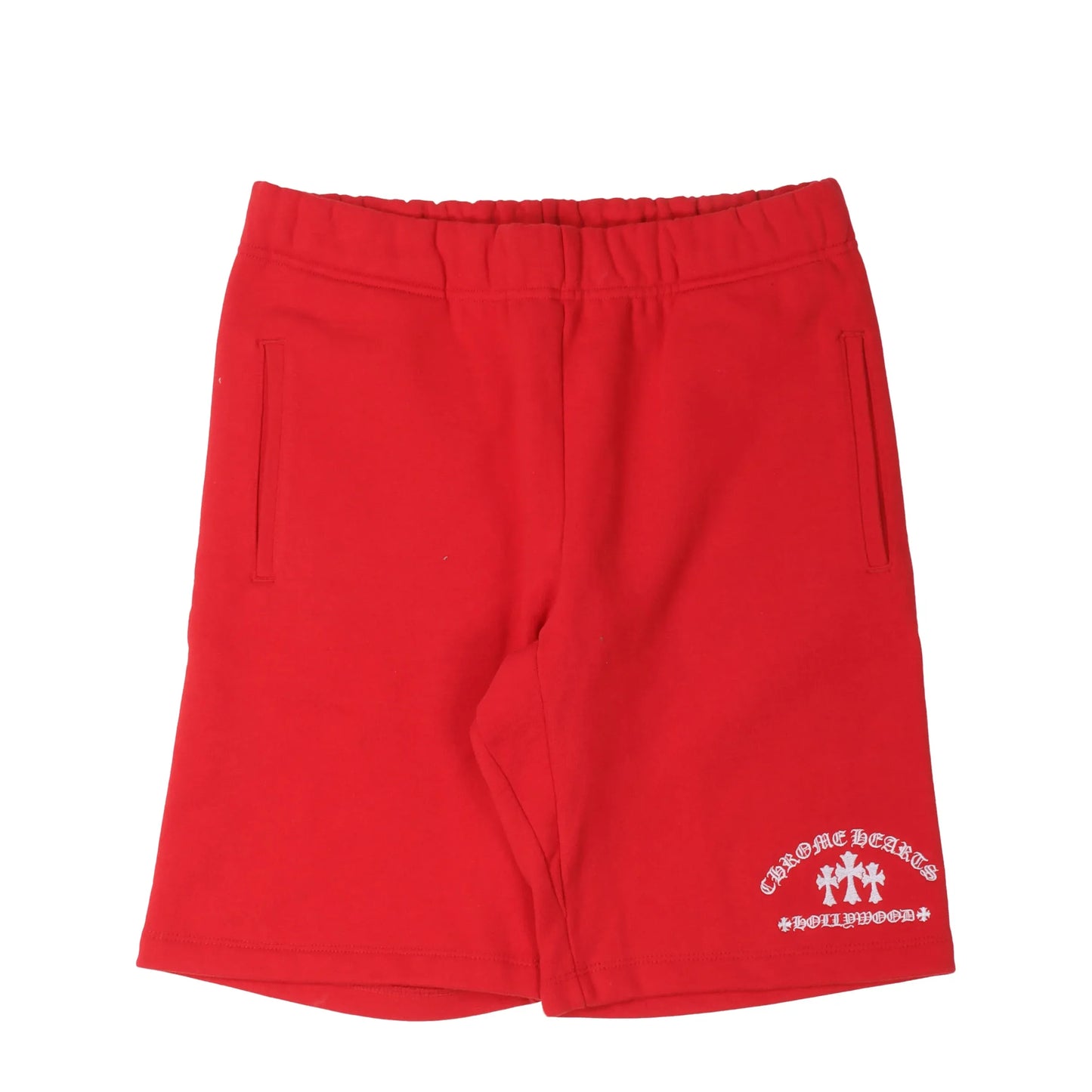 Chrome Hearts Cemetery Cross Embroidered Sweat Shorts Red