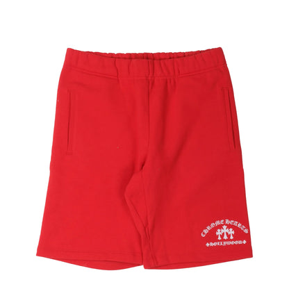 Chrome Hearts Cemetery Cross Embroidered Sweat Shorts Red