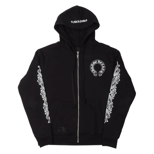 Chrome Hearts Horseshoe Thermal Zip-Up Hoodie Black