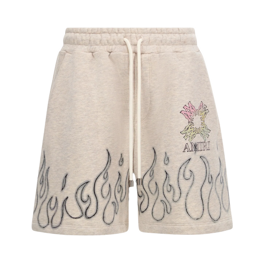 Amiri MA Quad Flames Sweatshort Ivory