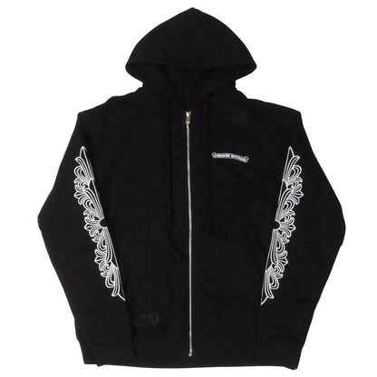 Chrome Hearts Aspen Exclusive Scroll Logo Floral Zip-Up Hoodie Black
